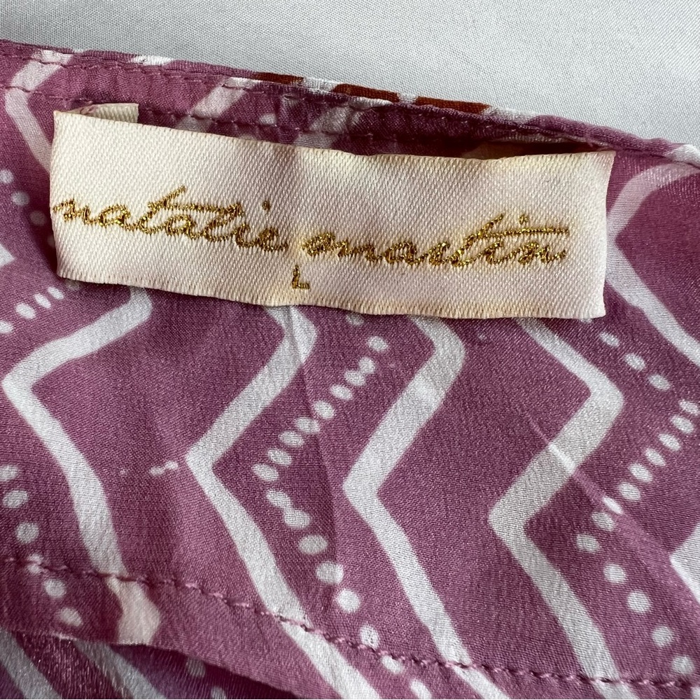 Natalie Martin Printed 100% Silk Wrap Tie Waist Chevron Maxi Dress SZ Large EUC - Picture 12 of 15